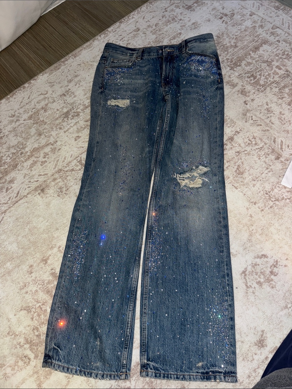 Zara Blue Denim Jeans with Contrast Topstitching